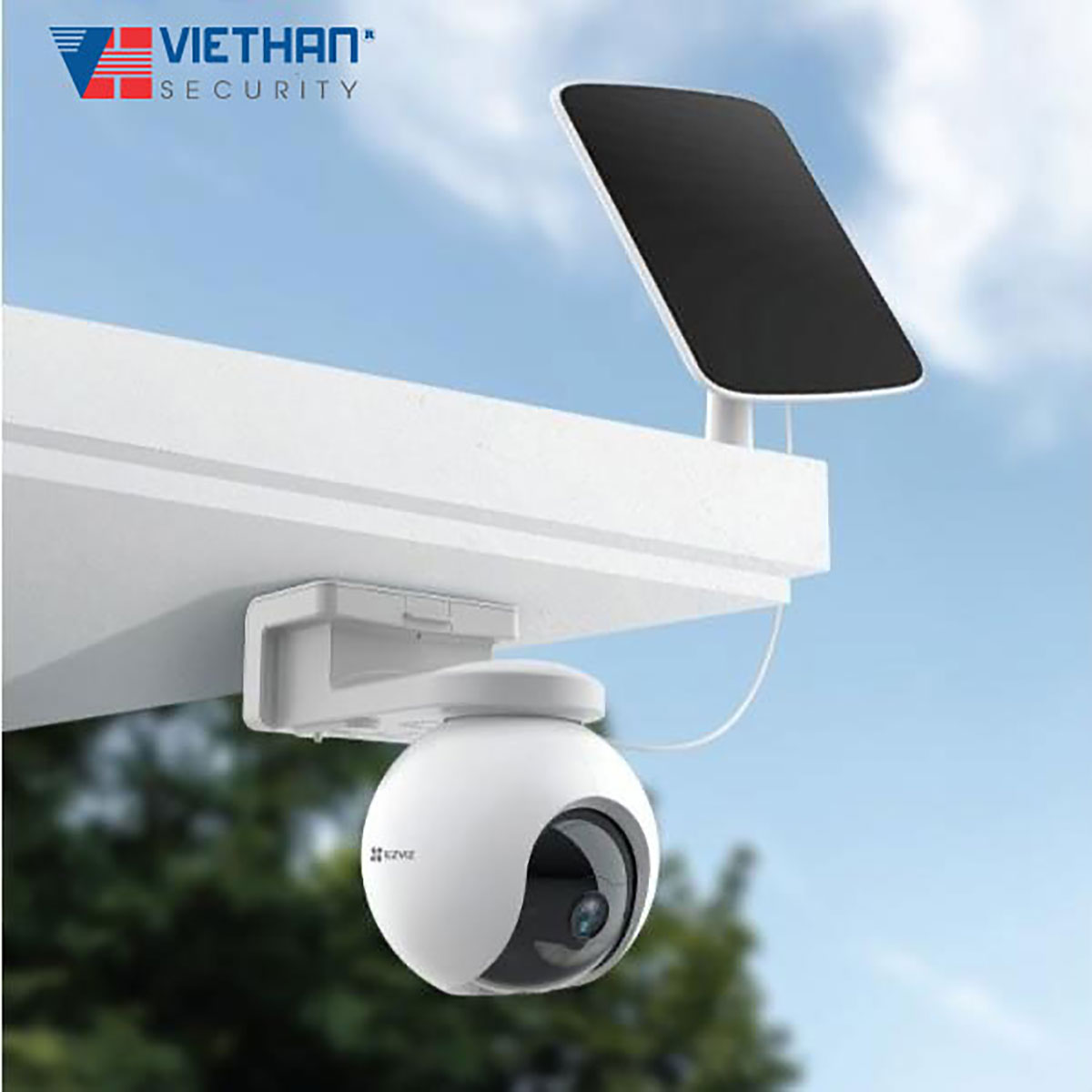 Camera wifi không dây ngoài trời sử dụng pin 10400 mAh Ezviz CS-CB8 3MP, kết hợp tấm pin Solar năng lượng